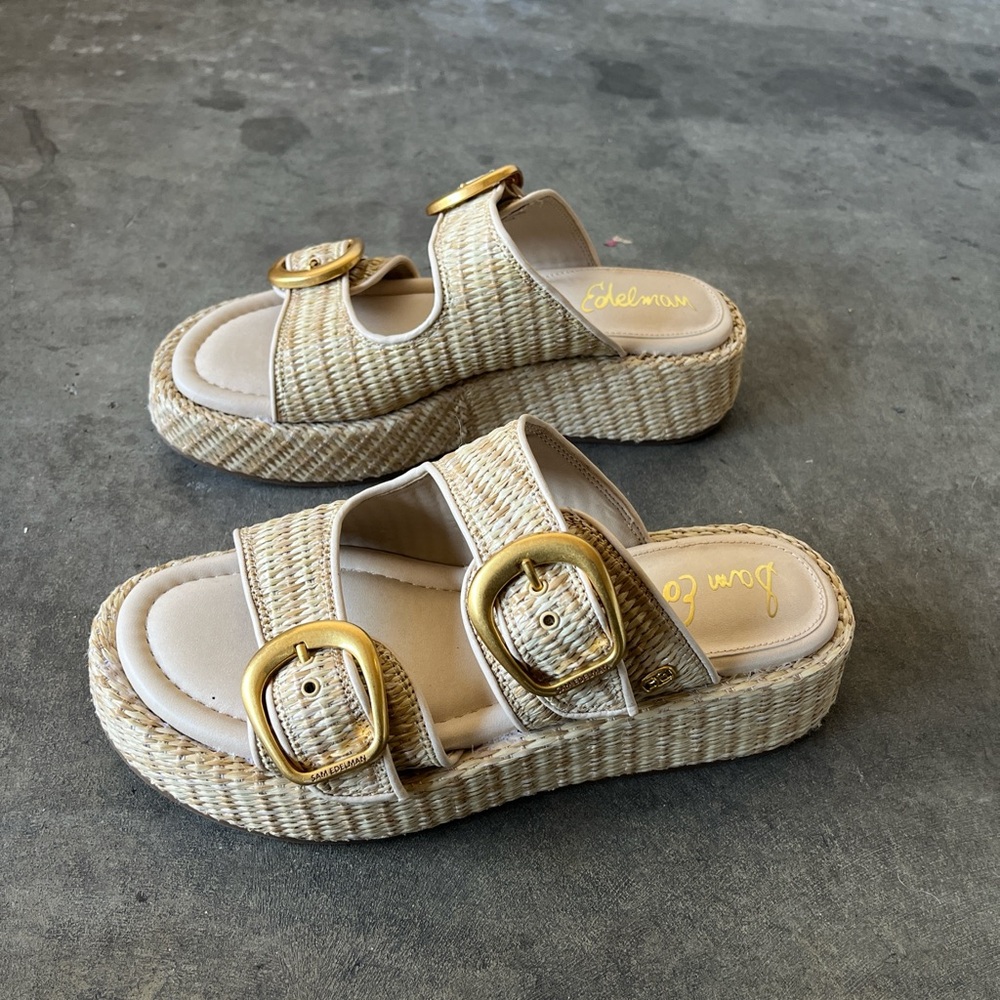 Sam Edelman Beige Double-Buckle Sandals - Picture 4 of 4